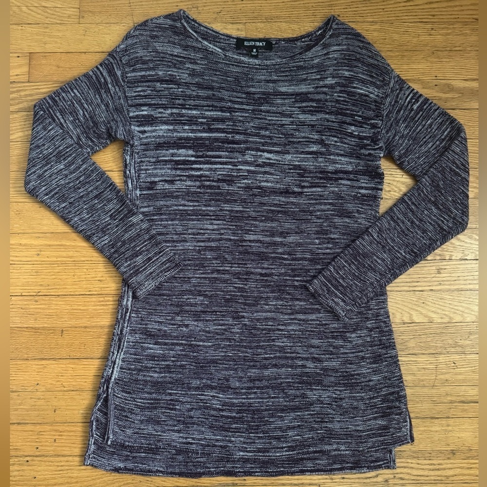 Ellen Tracy Women's Purple and Gray Long Sleeve Sweater Size M